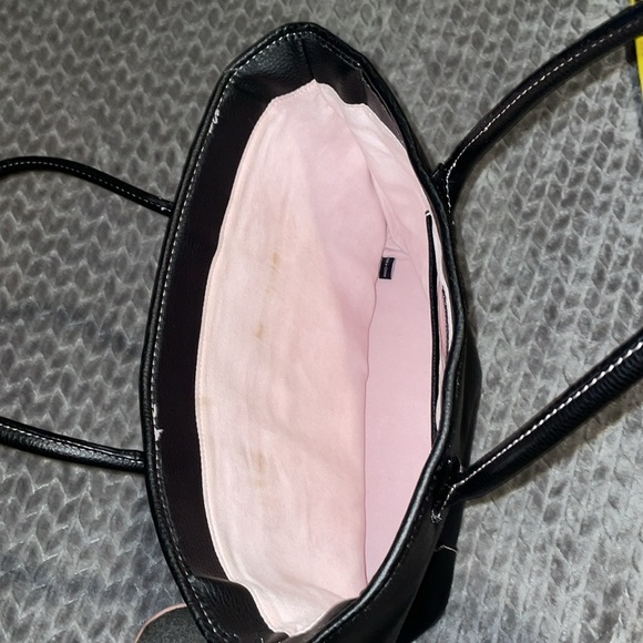 Victoria Secret Black Tote Bag.  Pink lining.  Pink stitching. - Picture 8 of 8